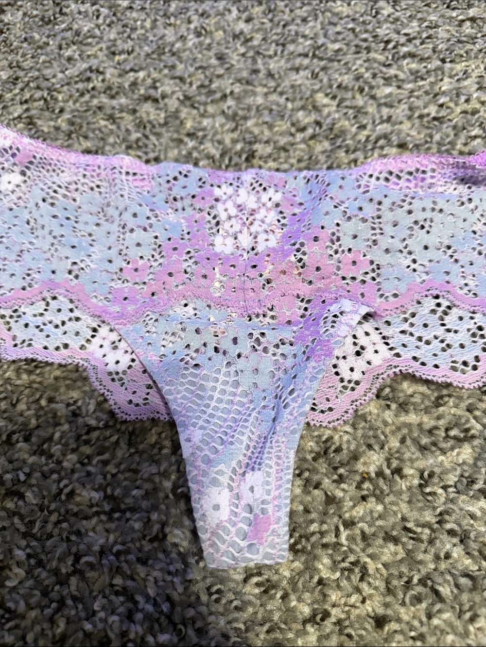 Victoria's Secret Pastel Pink & Lavender Lace Thong